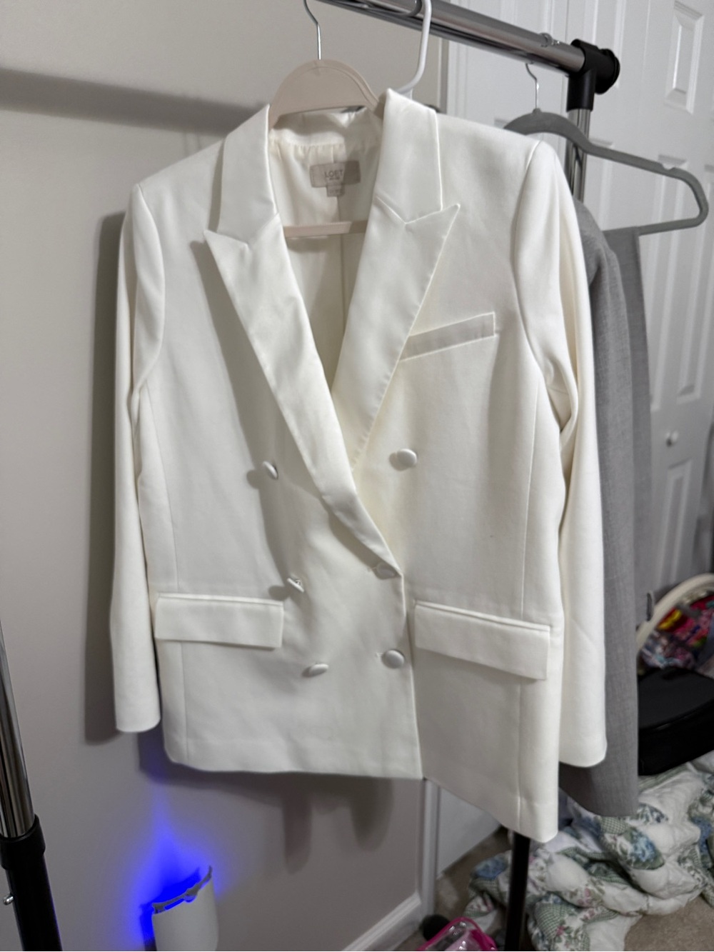 Loft Double-Breasted White Blazer